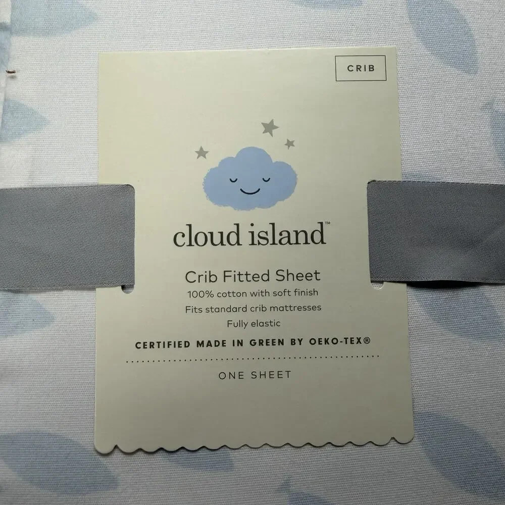 2-Crib Fitted Sheets Cloud Island 100% Cotton Standard Crib Mattresses Blue NEW